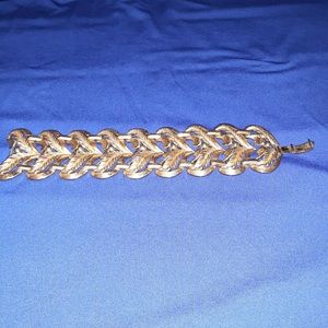 Bracelet by Trifari, gold tone metal,leaf design f